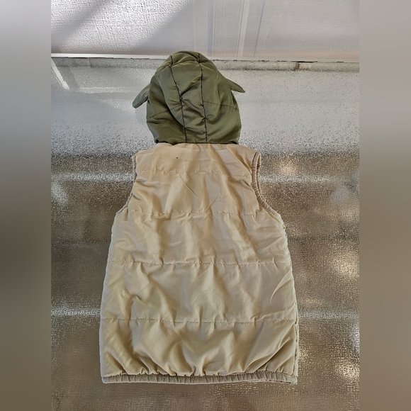 Star Wars Mandalorian Baby Yoda Vest Kids Hooded Puffer Fleece Lined Costume - Picture 4 of 9